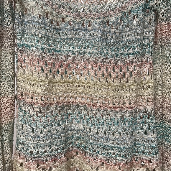 Free people Medium open knit crochet knit rainbow weave sweater - Picture 3 of 8